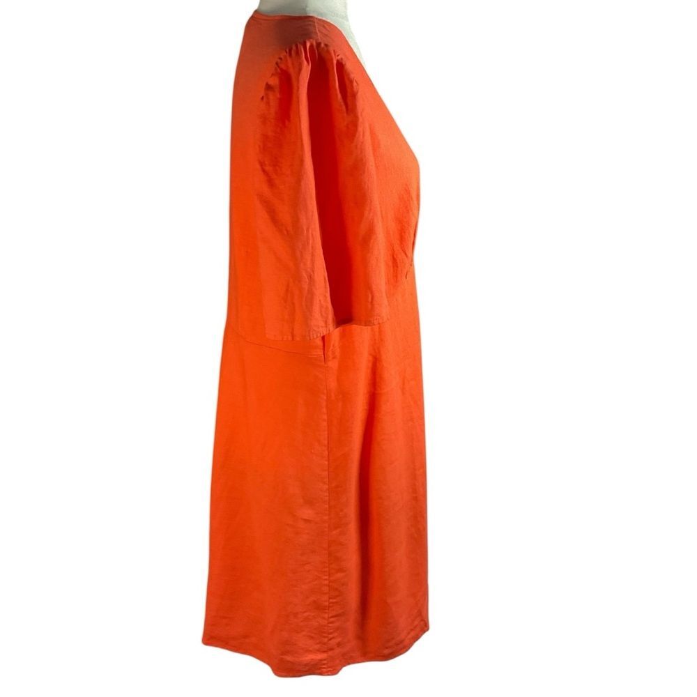NWT Gap Linen-Blend Mini Dress Size L Blood Orange Lightweight Summer Dress - Picture 4 of 13